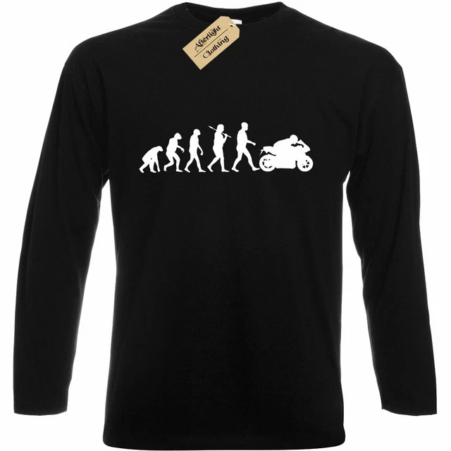 Evolution Of T-Shirt Biker Moto Rider Bici Moto Maglietta Top Manica Lunga