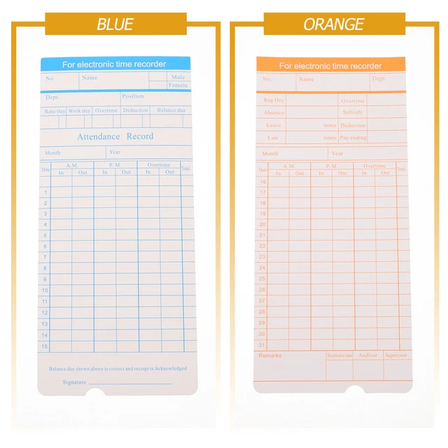 CARTES DE POINTAGE Double face, 100 feuilles, cartes de pointage Double ...