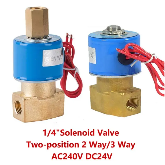 1/4"Solenoid Valve two-position 2 Way/3 Way AC240V DC24V Brass,Air Water Gas Oil