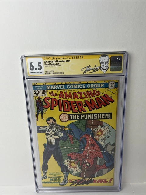 Amazing Spider-Man #129 CGC 6.5 1st app. Punisher&Jackal Signed By Stan Lee 1974