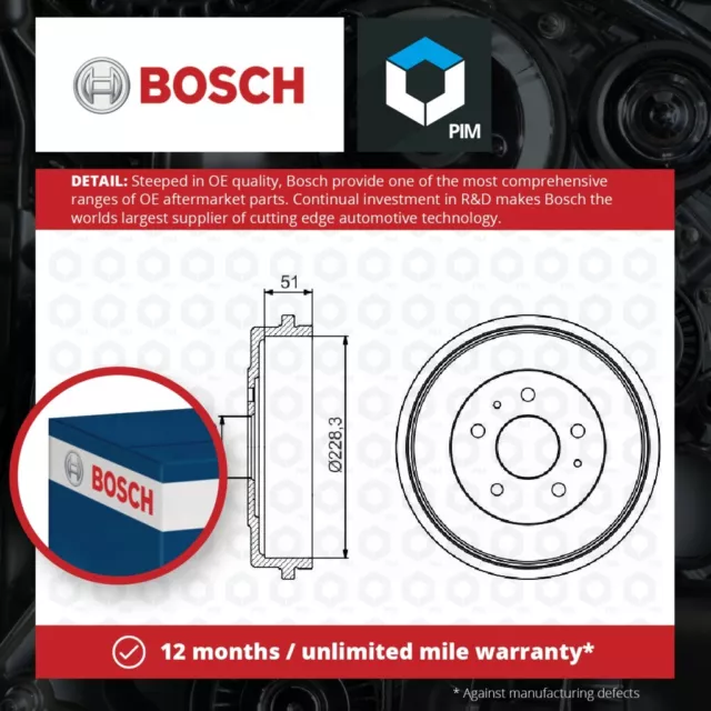 2x Brake Drums (Pair) fits FORD FOCUS Mk2, Mk2 Ti 1.6 Rear 04 to 11 Set Bosch