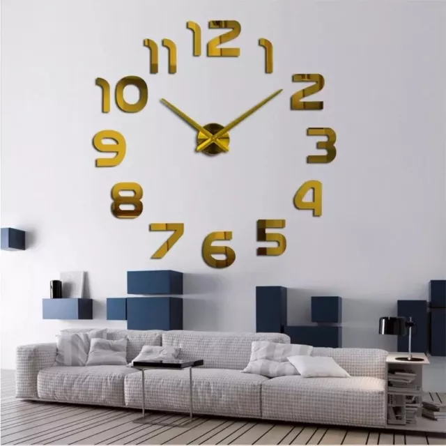 3d Wall Home Creative Decoration Clock Large Diy Big Numbers Multi Color 37/47in