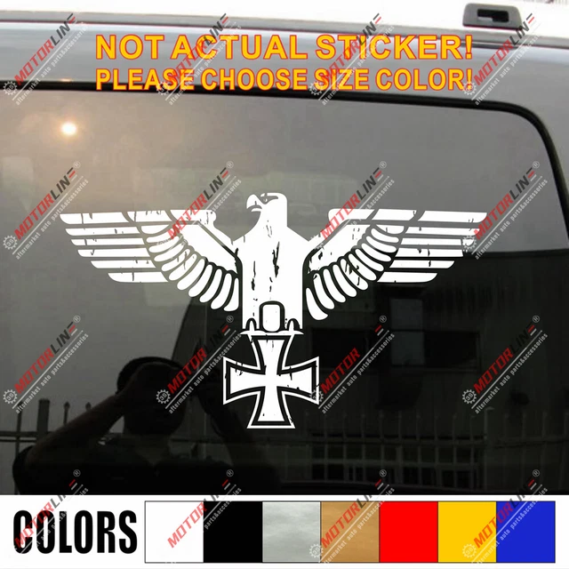 DISTRESSED STYLE REICHSADLER Eagle WW2 German Army Iron Cross Decal