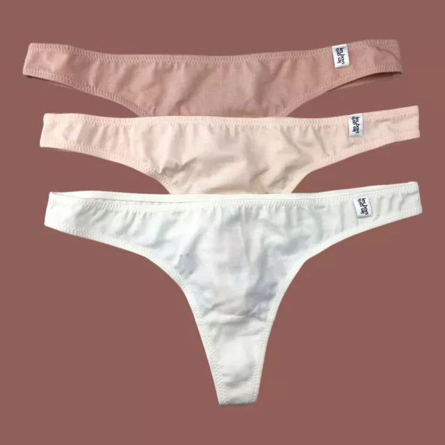 Thongs 3-Pack Mid Rise 95% Cotton 1x Cream/ 1x Rose/1x Milk - les girls les boys