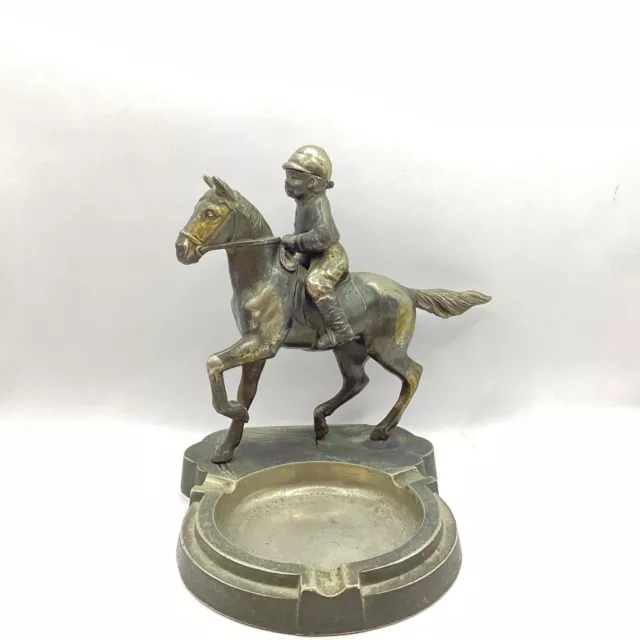 Vintage Metal Horse Rider Ashtray/Lighter (Not Operational) (C3) S#563