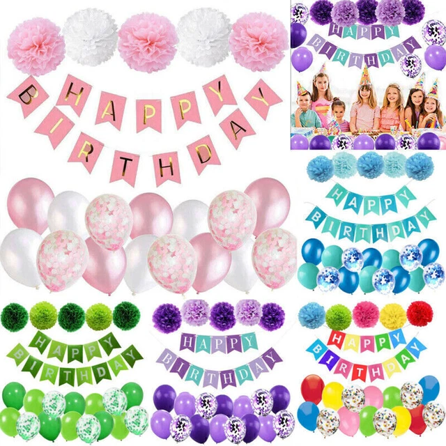 Super Geburtstagsdeko Set - Folienballons & Banner - Kindergeburtstag Party Deko
