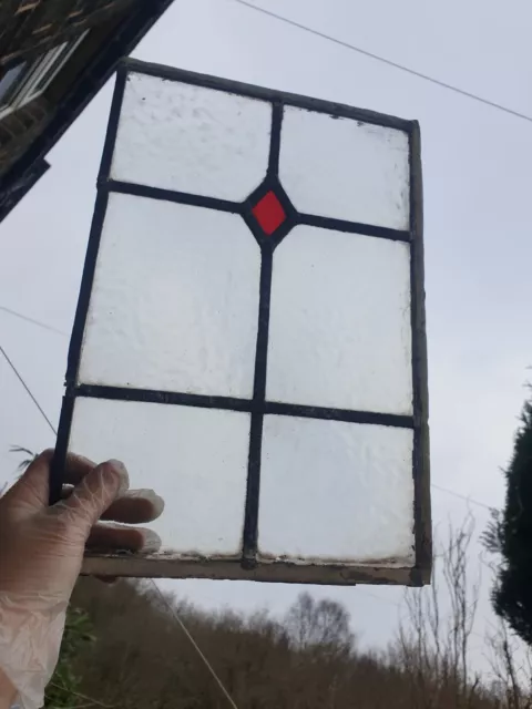 2 X Old Vintage pieces of leaded stained glass Each Approx 38cms H x 26cms W