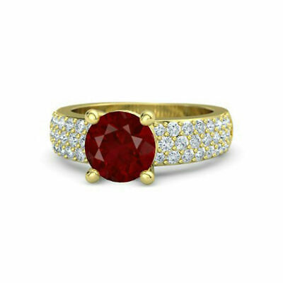 2.00 Ct Diamond Natural Ruby Gemstone Rings 14Kt Yellow Gold Ring Valentine Sale