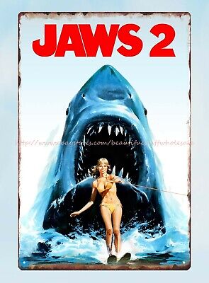 Jaws 2 American thriller film movie poster metal tin sign  cheap metal signs