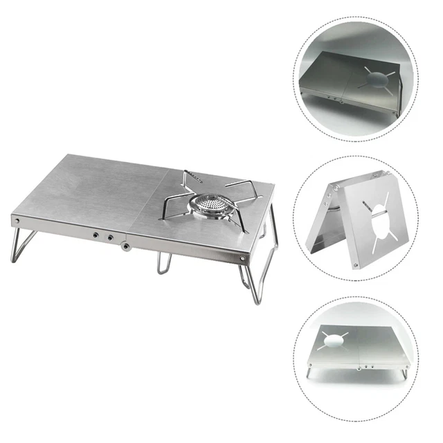 1 pieza de acero inoxidable para exteriores soporte para quemador camping (plata)