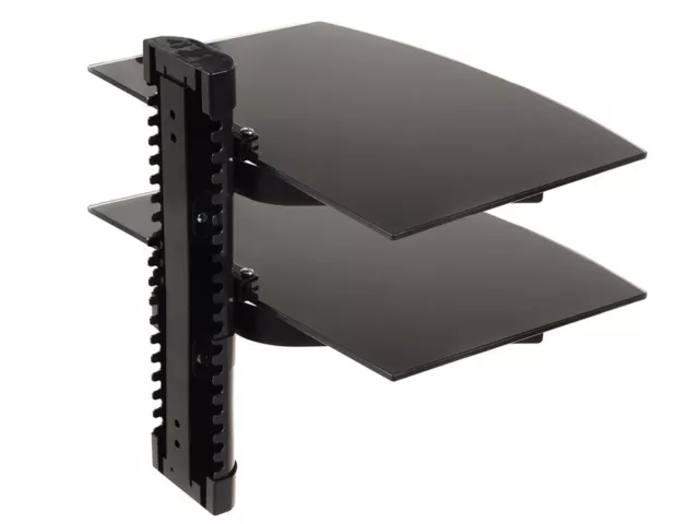 Soporte de Pared Doble Estante de DVD y Receptores de Satélite 2 Estantes Vidrio 3