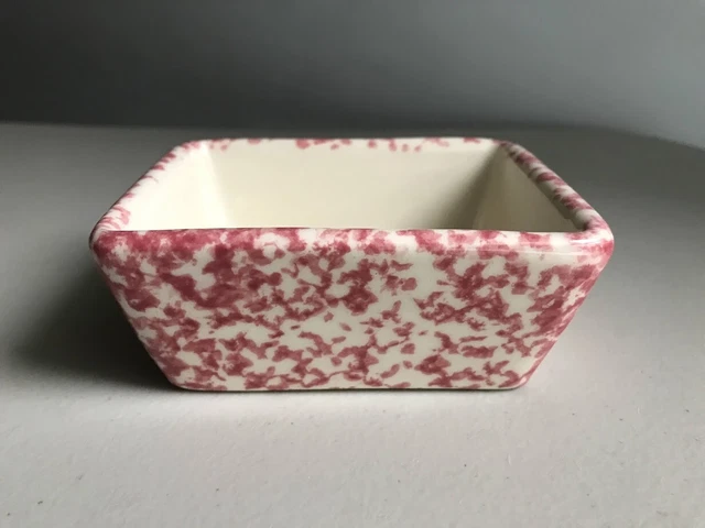 Henn Pottery Rose Pink Spongeware Mini Baking Dish Holder