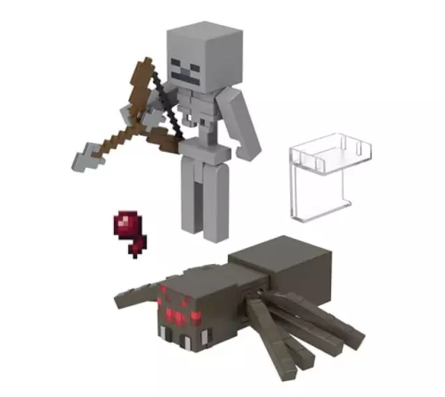 (TG. Small) Minecraft - Set da 2 Personaggi Scheletro Guerriero e Ragno, Action