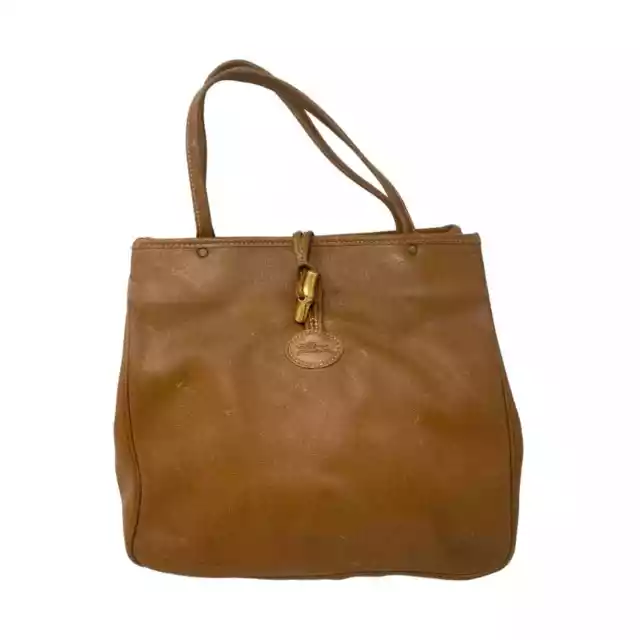 Longchamp vintage cognac leather tote bag