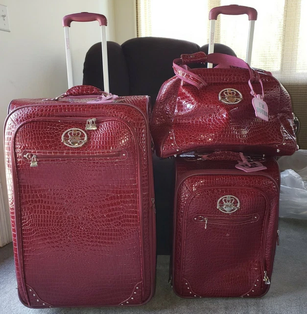 ☆☆Pickup Only!!☆☆ Kathy Van Zeeland Red Croc Luggage Suitcase Carry On Set 3 Pc