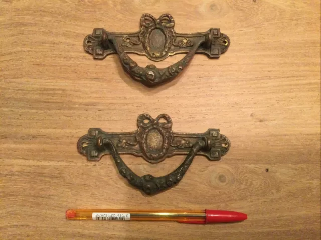 Lot Paire 2 ANCIENNE POIGNÉE DE MEUBLE TIROIR COMMODE Garniture Bronze Louis XVI