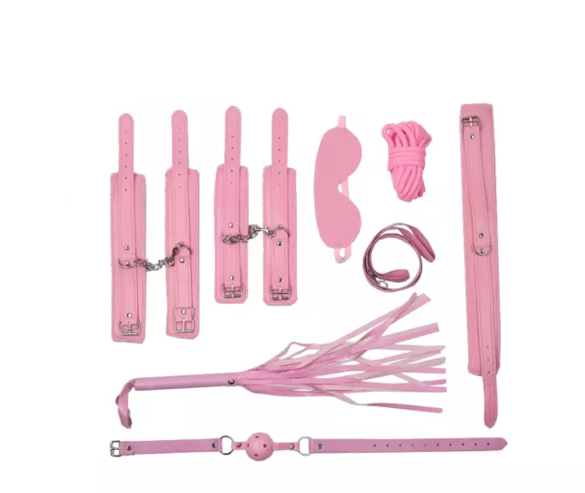 economy starter kit bdsm set bondage sadomaso collare polsiere gag  rosa