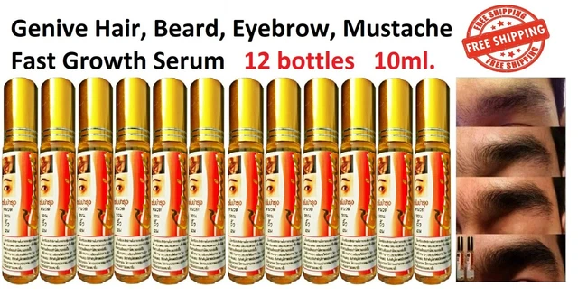 12X Genive Crecimiento del Cabello Rápido Barba Larga Cejas Más Groso Súper Tratamiento