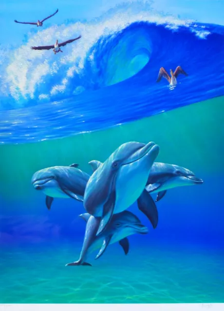 Charles Lynn Chick Bragg Under The Wellen II Delphin Handsigniert Lim Ed