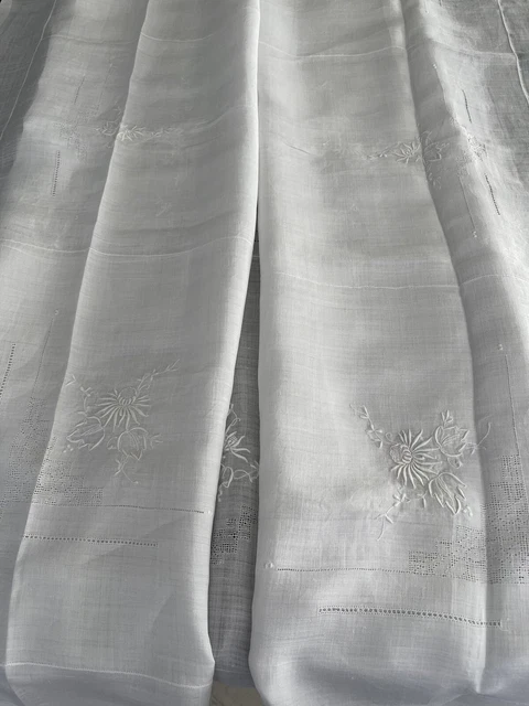 Antik’Etoffe Linge Ancien Nappe Voile Lin,Mariage  250x170 Broderie NL19