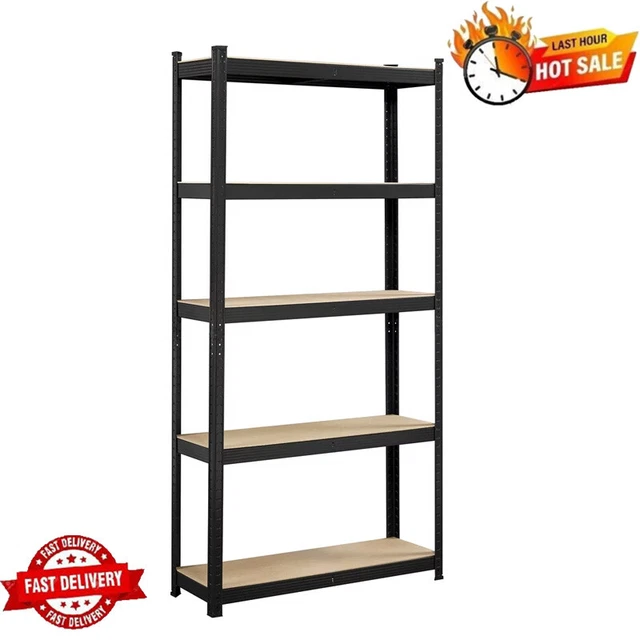 5 Tire Adjustable Storage Shelf Units Shelves Garage Warehouse Home Steel Black