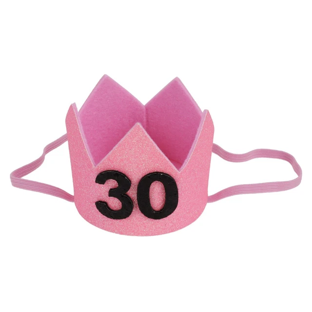Copricapo per adulti 30 anni corona festa glitter corona nero stampa 30 numeri