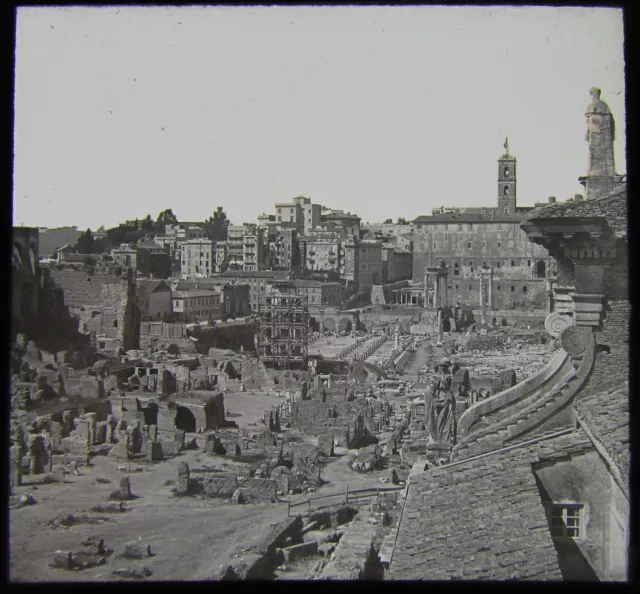 Glas magische Laterne Rutsche DAS FORUM ROM C1900 ROM ITALIEN FORUM ROMANS CAMPANILE