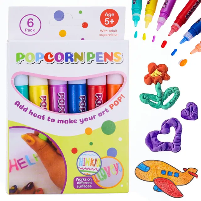 Magic Puffy Pens Kid's 3D Art Bubble Popcorn Drawing, Just Use Hairdryer DIY UK.