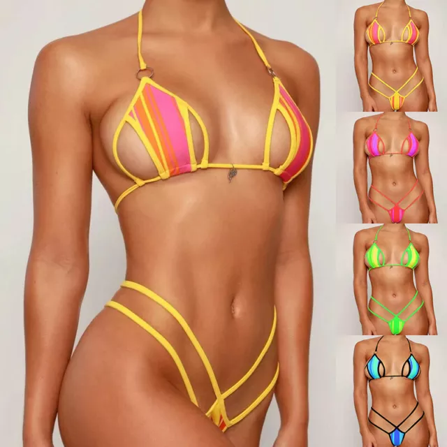 Sexy Women Micro Bikini G-string Tie Up Bra Thongs Lingerie Swimwear  Nightwear