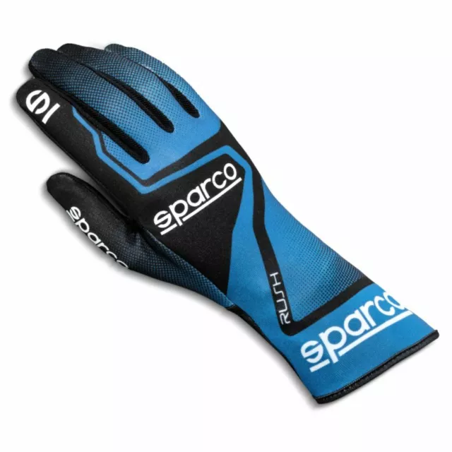 Sparco Rush Karting Gloves Blue/Celeste GO kart faux-suede