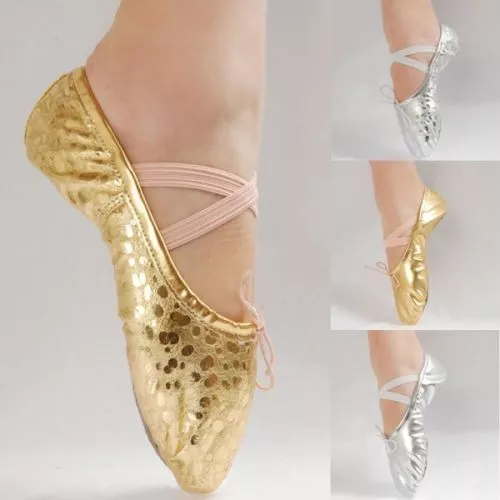 Mädchen Damen Mädchen Ballettschuhe Ballettschläppchen Geteilte Ledersohle