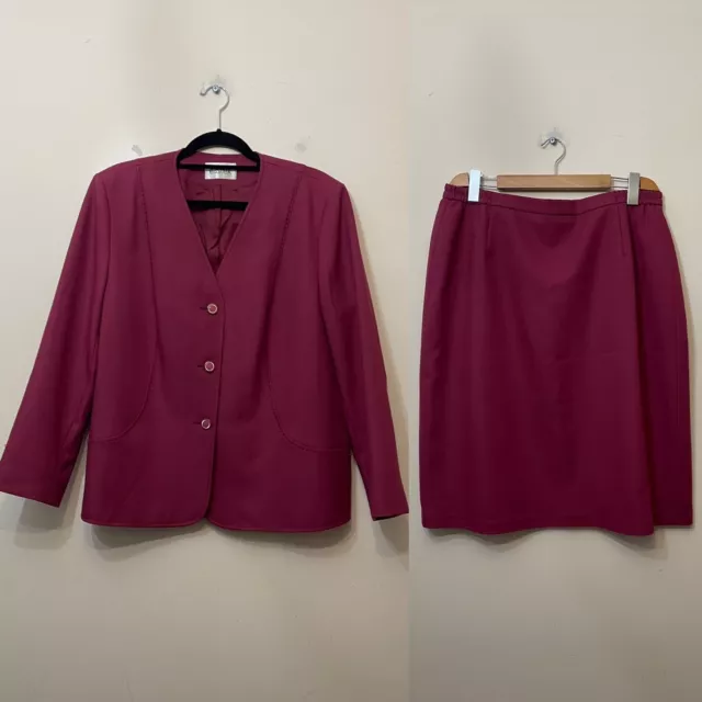 Eastex Outfit tuta gonna blazer giacca rosa senza colletto bottone taglia formale 18