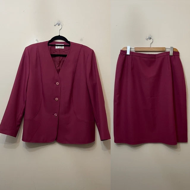 Eastex Outfit tuta gonna blazer giacca rosa senza colletto bottone taglia formale 18