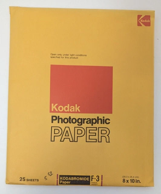 Kodak Kodabromide F 3 Photographic paper 25 sheets 8x10 Sealed Single weight