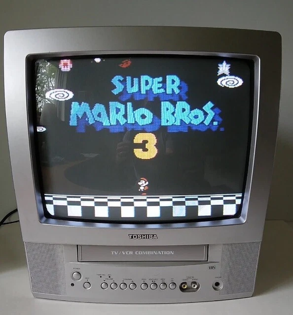 Toshiba 13 Inch TV/VCR Combo Model: MV13P3-Vintage Gaming-Tested-Works W/ Remote