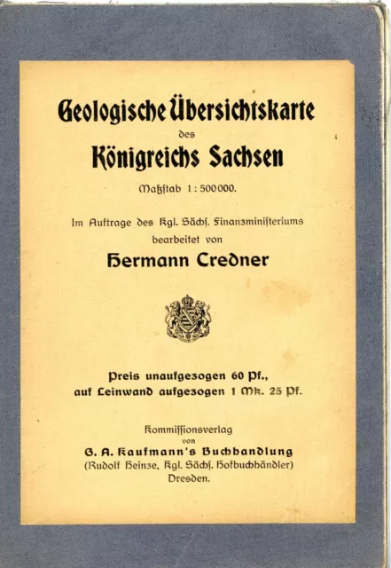 Geologische Übersichtskarte KÖNIGREICH SACHSEN 1:500 000 CREDNER 1910 Landkarte