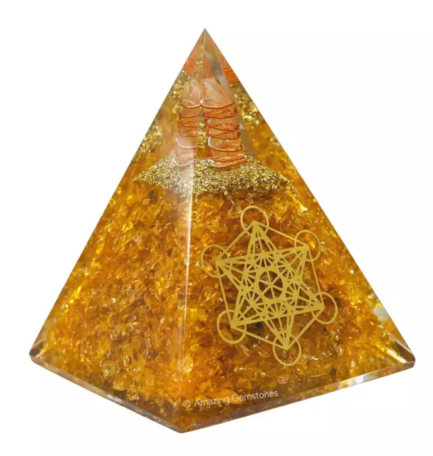 Organite Orgone Pyramid Extra Large 105 MM - Orgone Energy Pyramid with Citrine