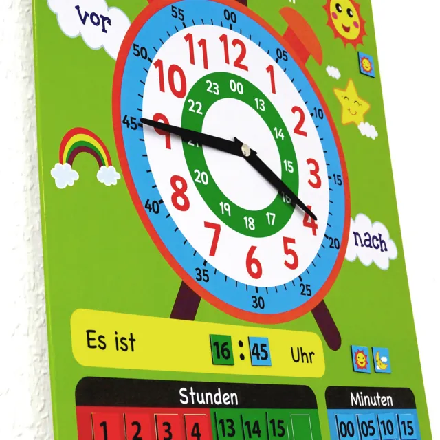 Lern-Spiel Uhr magnetisch I zum aufhängen mit drehbaren Zeigern und 40 Magneten 3