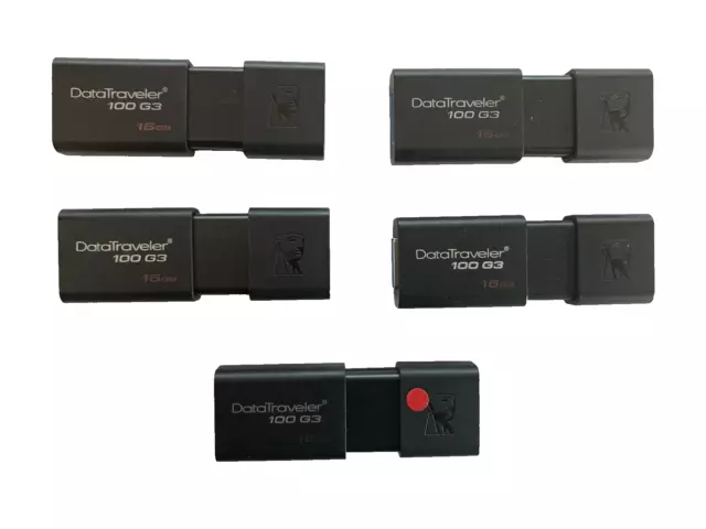 Job Lot 16GB x 5 Kingston Data Traveler 100 G3 USB 3.0 Flash Memory Sticks
