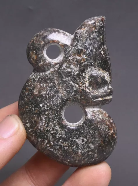 6CM China Hongshan Culture Old Jade Fengshui Pig Dragon Hook Amulet Pendant