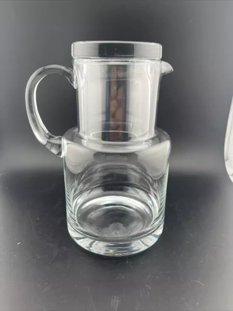 Crystal Bedside Water Carafe Pitcher W/ Lid Cup Glass Tumble-Up Made In Romania