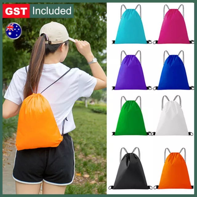 Backpack Sport Pack String Tote Gym Bag Cinch Sack Schoolbag Drawstring New AUS