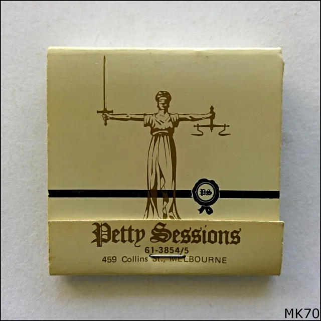 Petty Sessions 459 Collins St Melbourne Lazar Restaurant Matchbook (MK70)