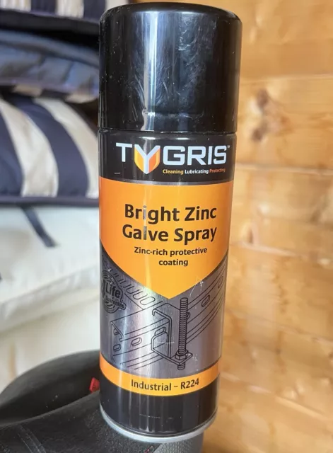 Tygris R224 Professional Bright Zinc Galve Spray 400ml Galvanising