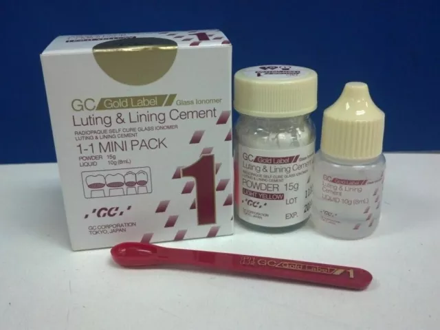 PACK OF 3  GC Fuji 1 Luting & Lining Glass Ionomer dental Cement Mini pack