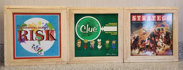 MB Risk 41631 Clue 40111 Stratego 40836 Nostalgia Games Series Wooden Box Lot
