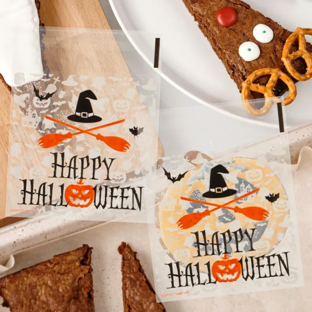 200 Pcs Sacs À Biscuits Zippés D'Halloween Sachet De Bonbons Plat