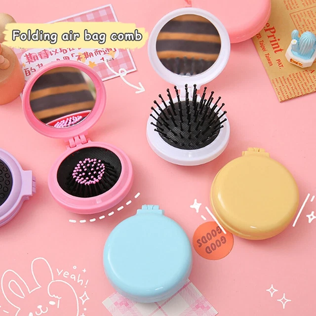 Small Comb With Foldable Mirror Portable Comb With Mirror Tool Girl Hair Brush