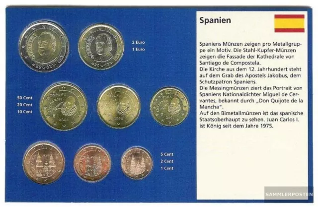 Spanien 2001 Stgl./unzirkuliert Kursmünzensatz 2001 EURO-Erstausgabe