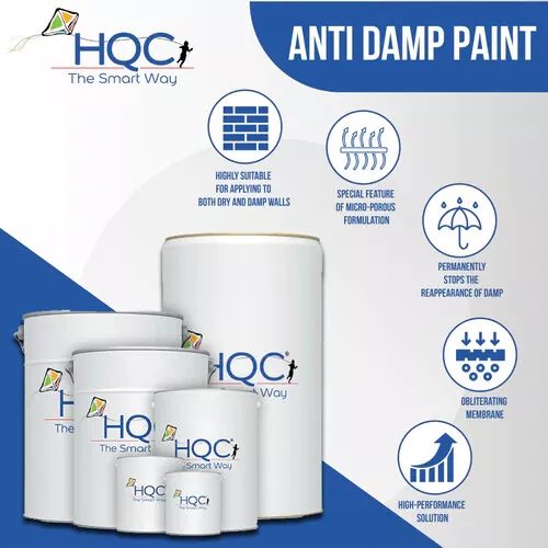 HQC Damp Proof & Damp Seal Emulsion  Paint -  1L to 10L -24 Colours